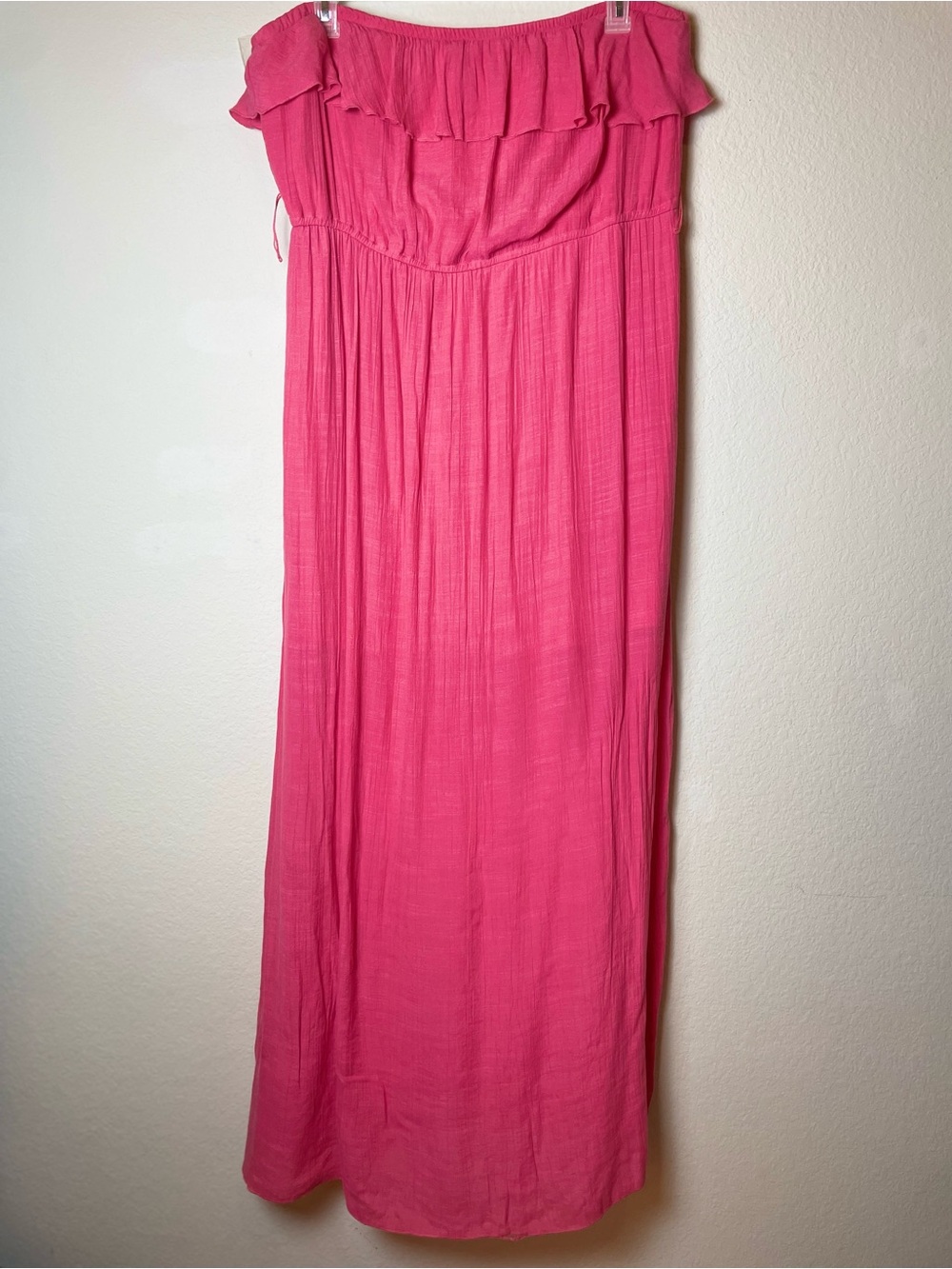 Pink Strapless Maxi Dress with Ruffle Detail | Flowy Summer Dress | Size 2X - Picture 2 of 11